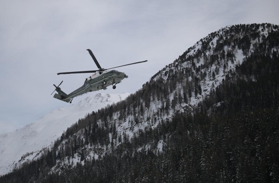 Marine One then is seen breaking away as it prepares to land