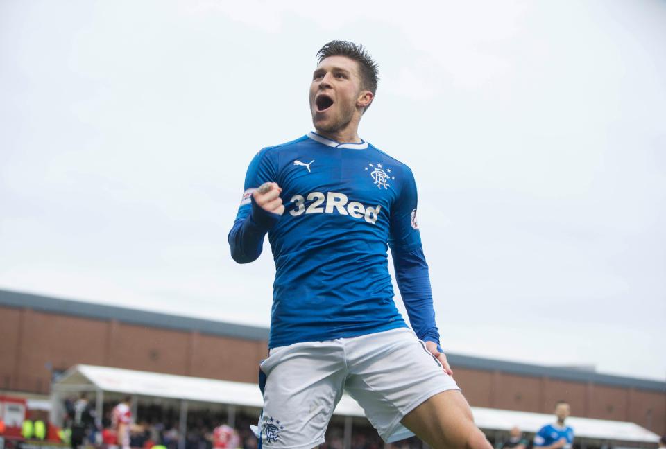  Josh Windass netted a hat-trick in Rangers's 5-3 win over Hamilton