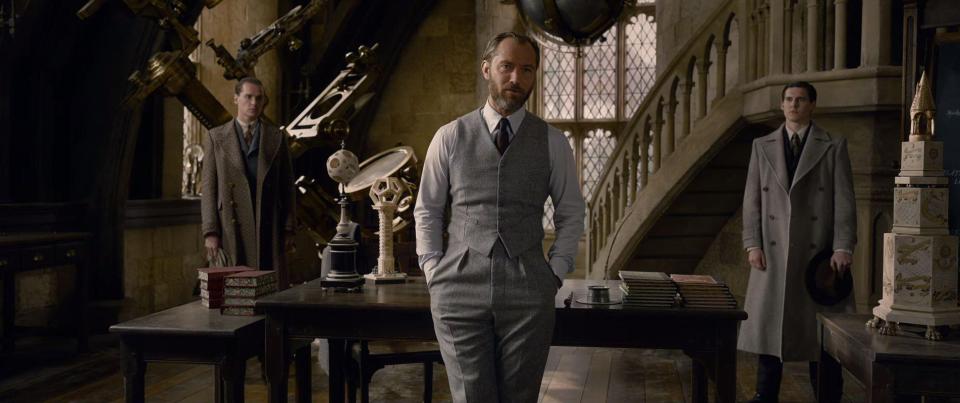  Jude's well-kept appearance as Albus Dumbledore is a world away from the long beard and robes he was known for in the Harry Potter franchise