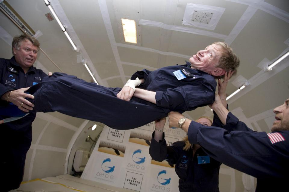  Hawking took part in a weightlessness experience on a plane known as the Vomit Comet