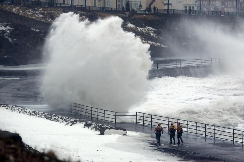  Massive waves smashed into the shore as Storm Emma took hold