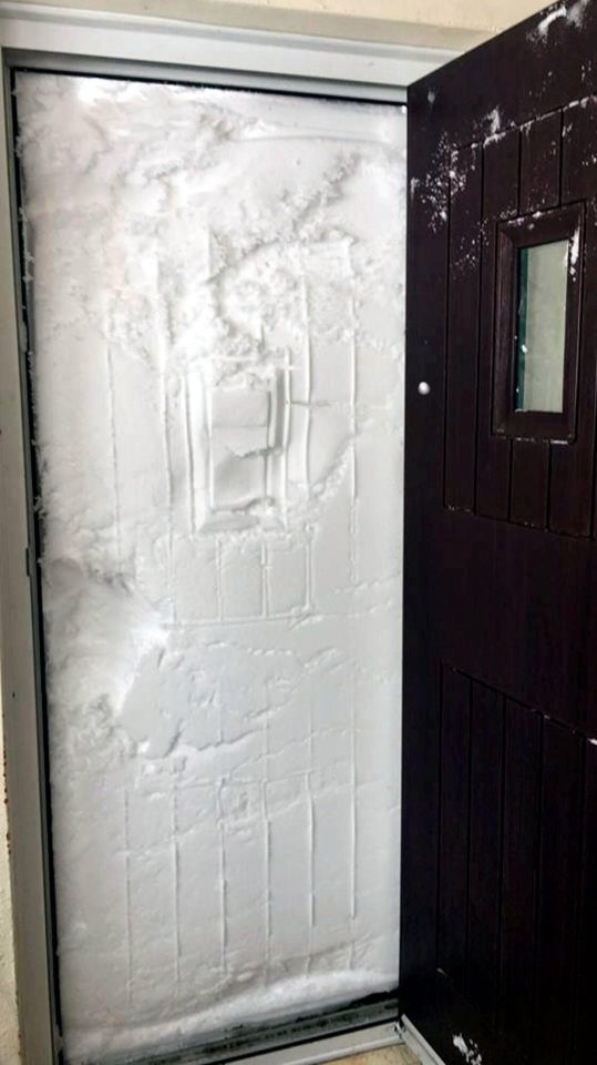  This greeted a family at a a farmhouse in Stainmore, Cumbria, at their front door after heavy snow blocked them indoors