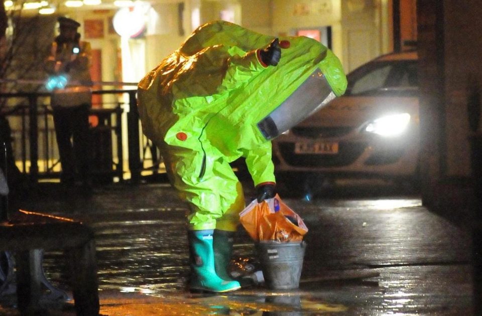  A bag thought to contain the substance is removed from the scene