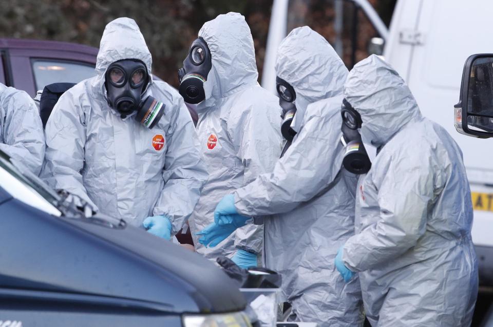  Investigators wear protective suits in Salisbury after Russian spy Sergei Skripal was poisoned with a rare nerve agent