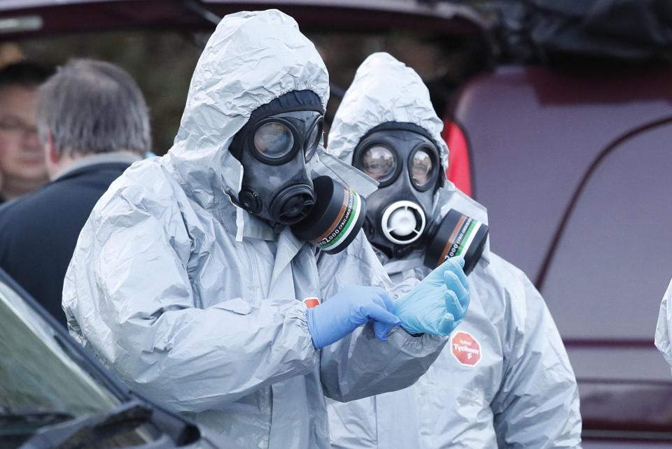 Investigators were forced to wear heavy protective suits to guard against the deadly nerve agent
