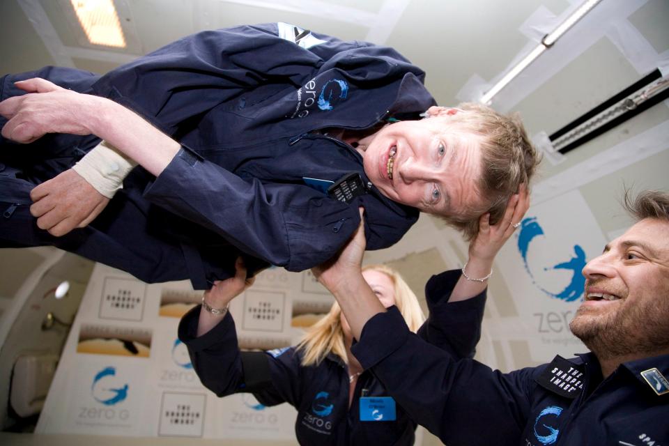  Prof. Hawking experiences low gravity drifting. He always dreamed of going to space
