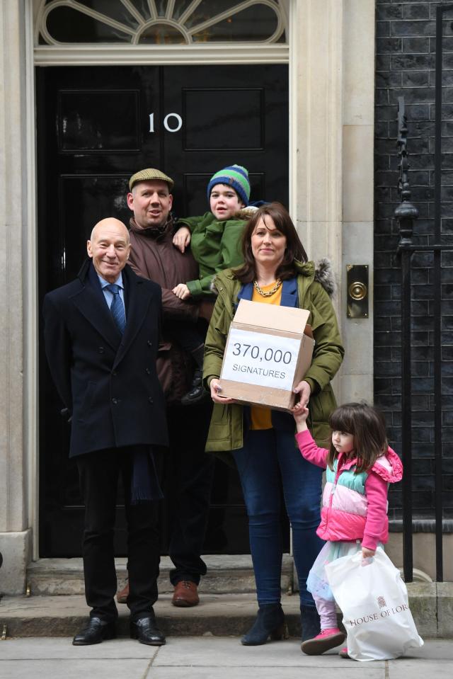  Alfie and his family were joined by Sir Patrick Stewart to deliver their successful petition to Downing Street