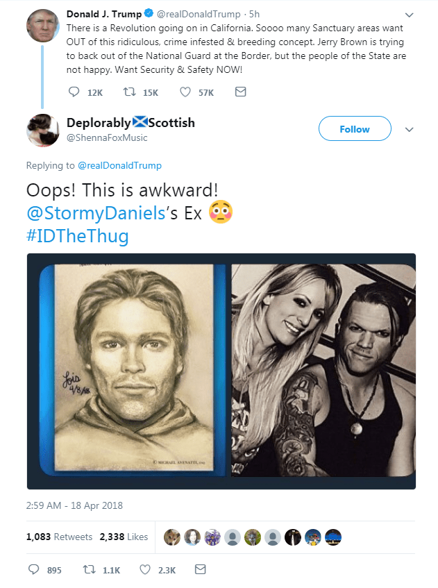  Twitter user Deplorably Scottish described the man in the photo as Stormy's 'Ex'