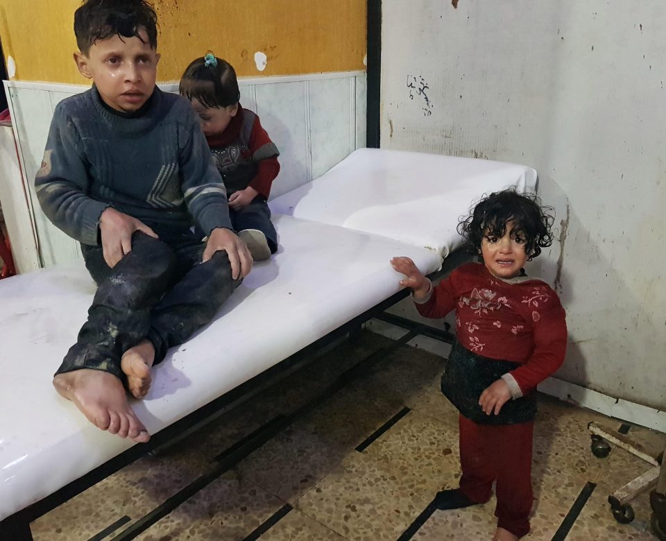  Weeping children in shock after receiving treatment for alleged chemical exposure