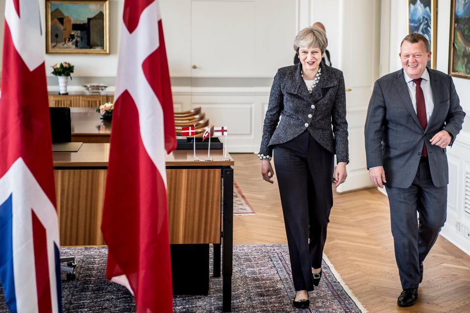  The two PMs arriving for their press conference in Copenhagen
