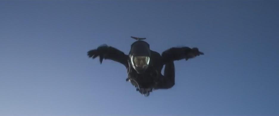 Cruise is also seen jumping from a plane before wrestling in mid-air
