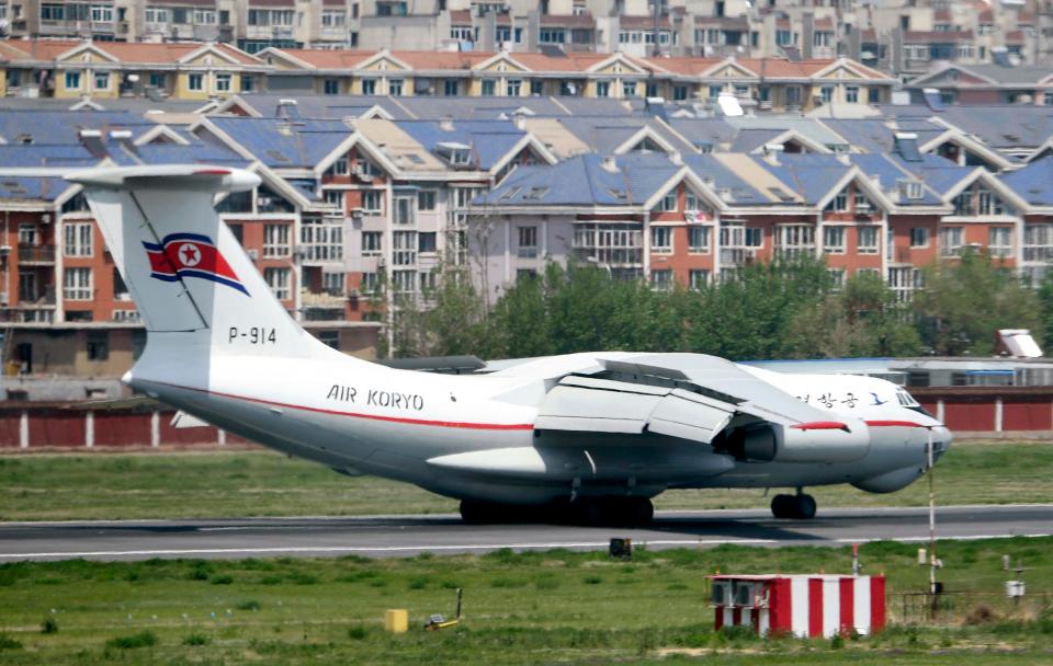  A North Korean airliner thought to be ferrying the Kim Jong-un entourage to China