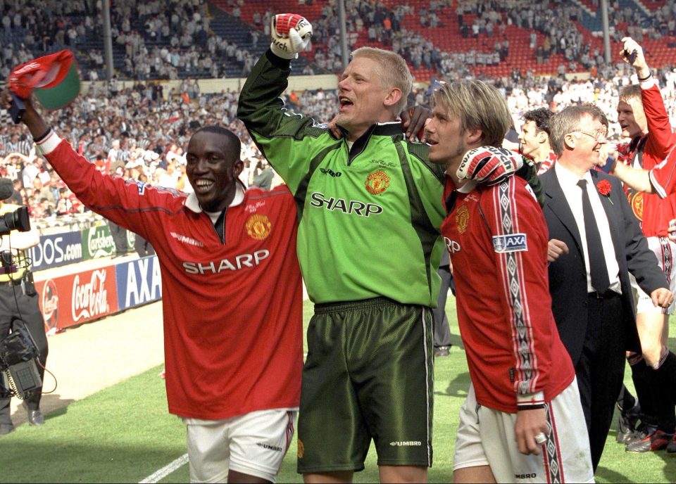  Dwight Yorke, pictured with Peter Schmeichel and David Beckham in 1999, used to play for Manchester United