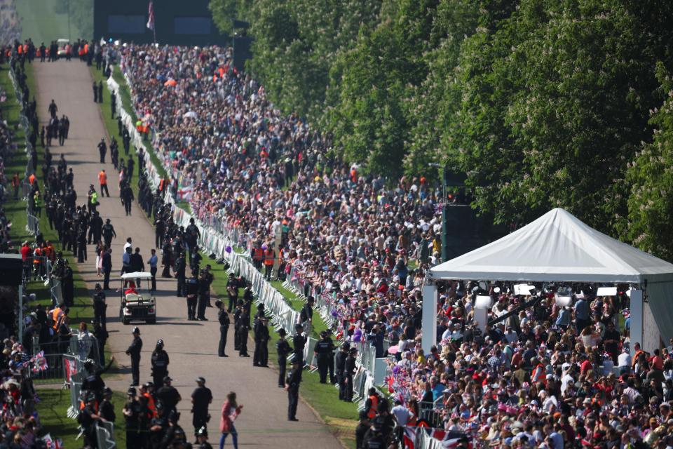 Thousands of people line the streets in Windsor