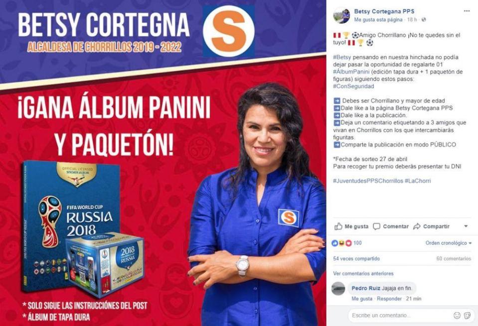  Mayoral candidate Betsy Cortegana promised free Panini stickers and albums to voters (Credit: Facebook)