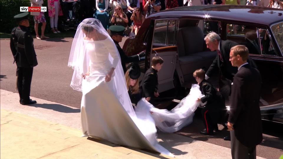 Meghan Markle stunned in the white gown believed to be by designer Erdem