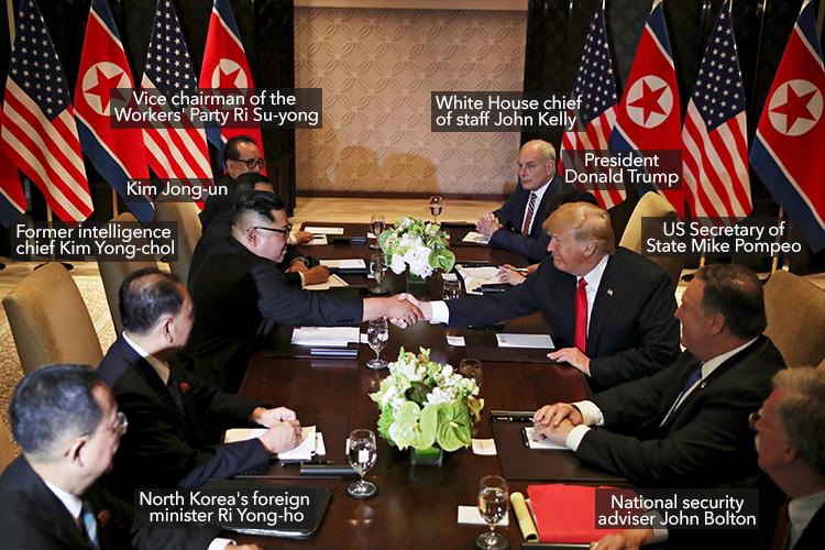  North Korean and US officials at the meeting between President Trump and Kim Jong-un in Singapore