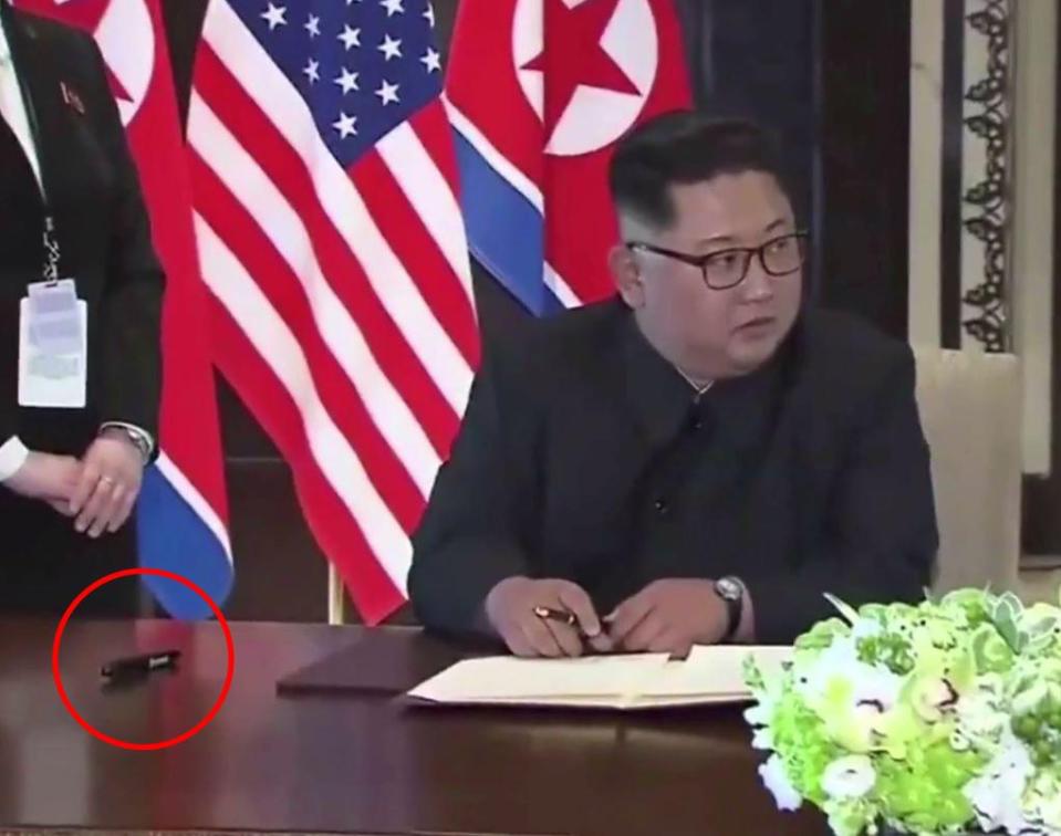 Kim ended up signing the nuclear disarmament deal with his sisters pen... the pen Trump provided was left to one side