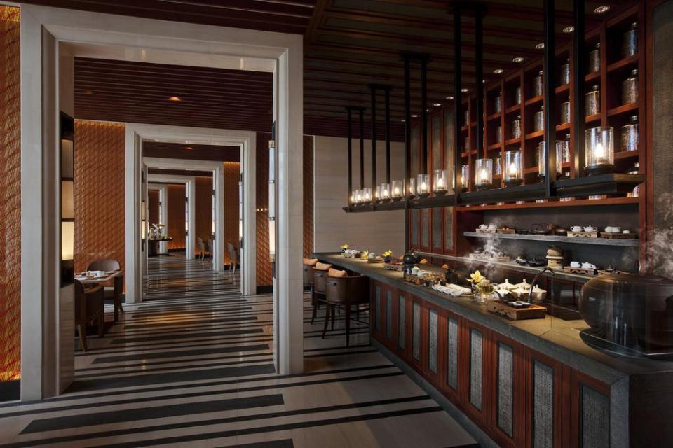 The interior is both modernistic and traditional
