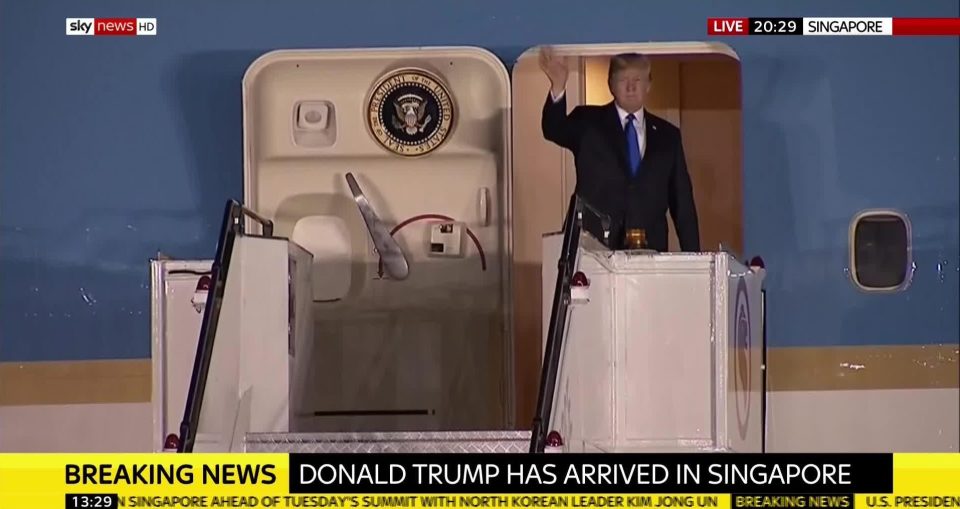  Donald Trump arriving earlier in Singapore around five hours after the North Korean leader
