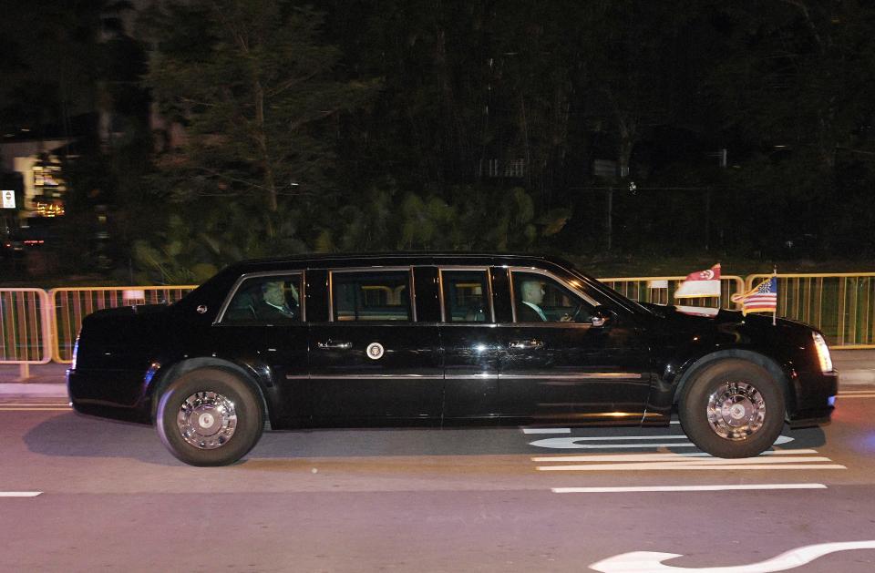  The US President arrives at the Shangri-la Hotel in Singapore