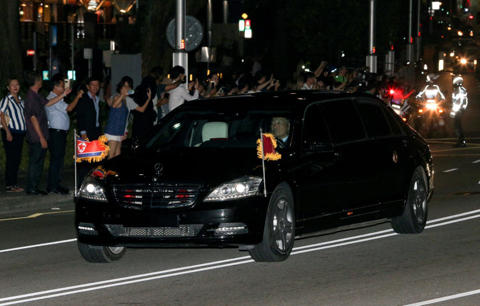 An armoured limo ferrying dictator as he goes on a night out... but after his plane decoy stunt can we be sure?