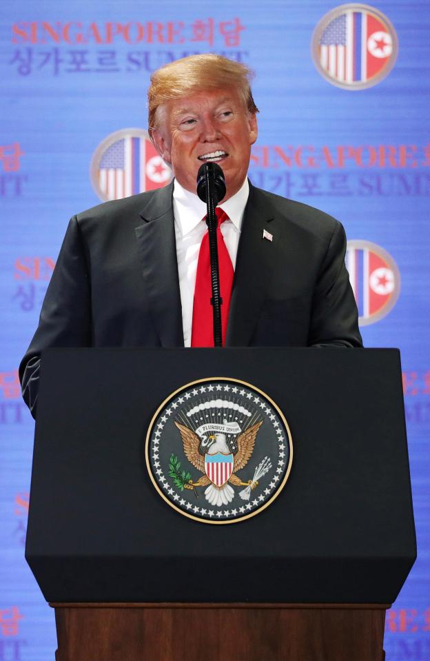  President Trump speaking at a press conference after the agreement was signed