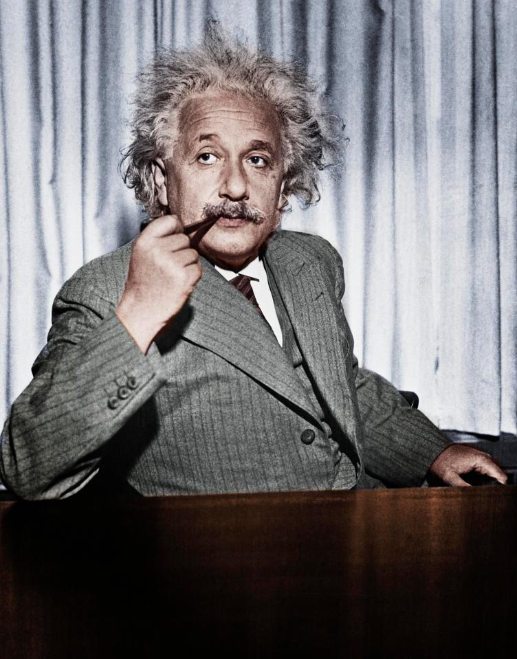 Professor Albert Einstein smokes a pipe in the US, ahead of his speech to Princeton University students