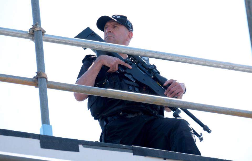  Snipers will also be positioned on rooftops where he will make public appearances