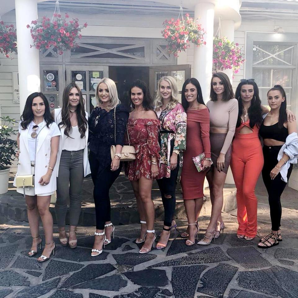  From left to right, Millie Savage (ex partner of John Stones), Gemma Acton (Gary Cahill), Megan Davison (Jordan Pickford), Rebekah Vardy (Jamie Vardy), Annabel Peyton (Jack Butland), Fern Hawkins (Harry Maguire), Shannon Horlock (Nick Pope), Annie Kilner (ex of Kyle Walker) and Lucia Loi (Marcus Rashford)
