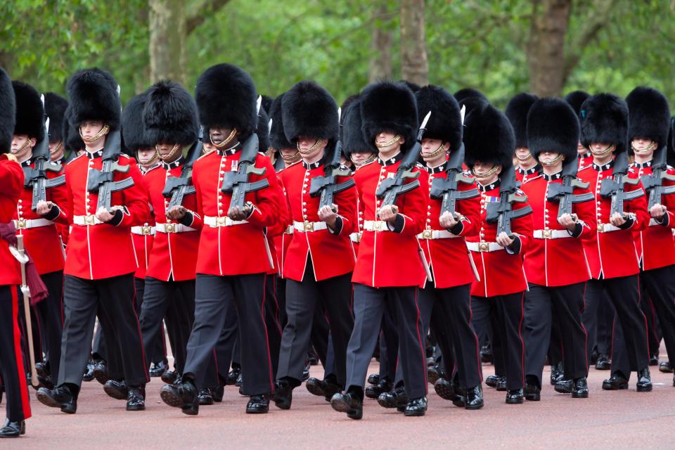  The Scots, Irish (pictured) and Welsh guards will perform a military ceremony for the President