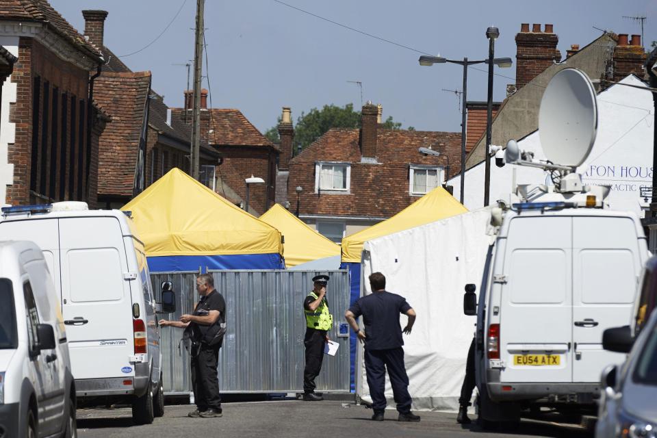 Police continue their investigation as the surround outside of the John Baker House Sanctuary Supported Living in Salisbury