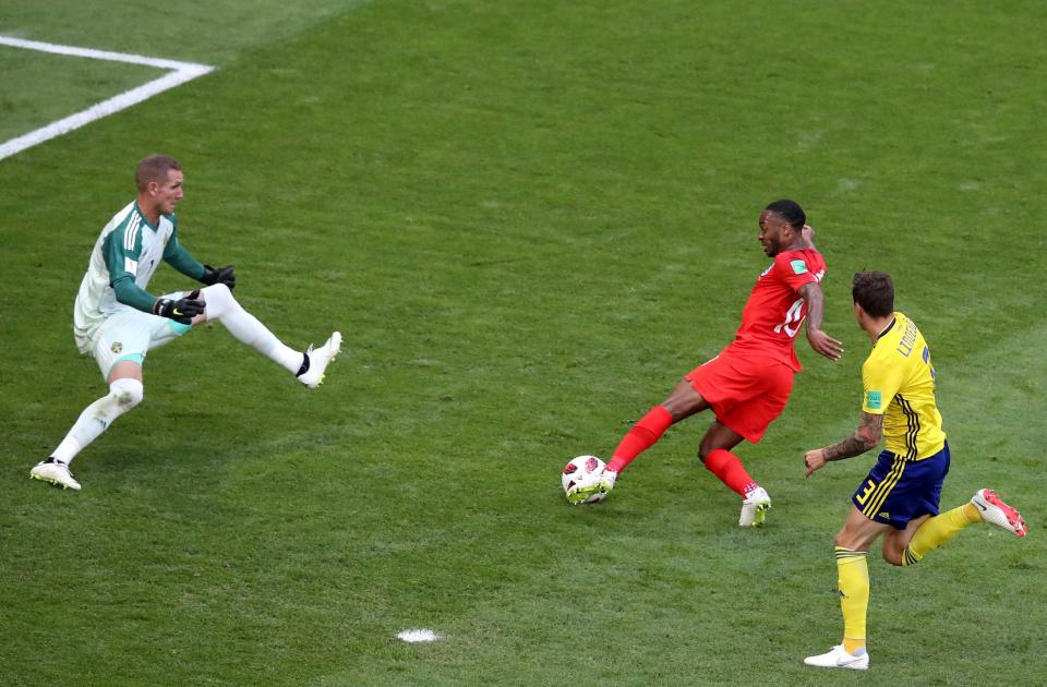 Sterling again got in on goal and was onside this time, but again he squandered the chance