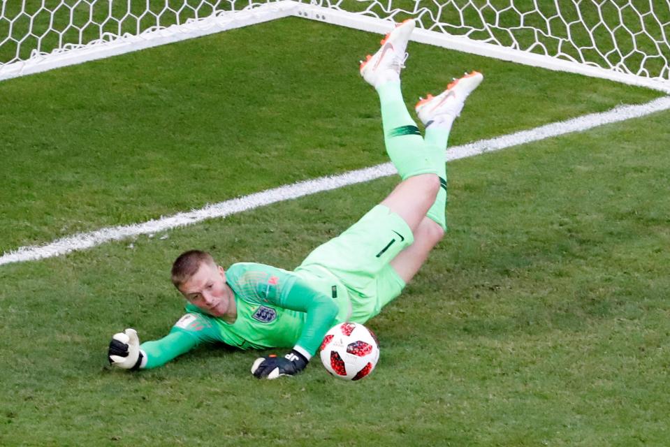 Pickford completes the save as the England keeper does his bit to earn a semi-final spot