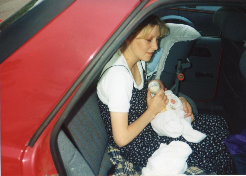  Dawn bringing her first son Aidan home from hospital