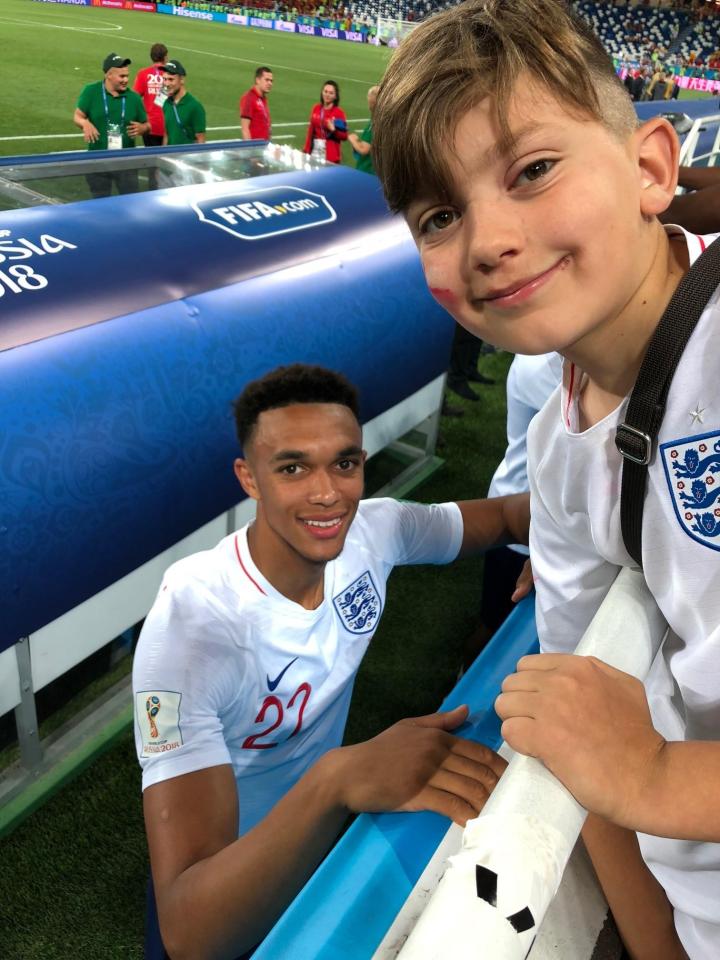  Alfie also had his photo taken with Liverpool's teenage defender Trent Alexander-Arnold