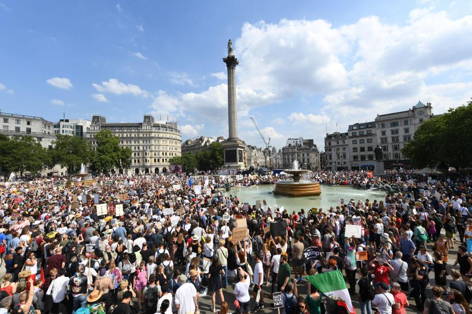 Police have warned Trafalgar Square is almost at capacity