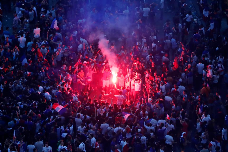  Fans in Paris swamped the famous Champs-Elysees