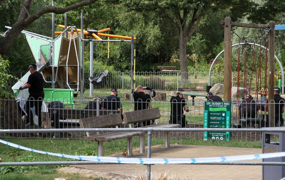 Police are searching Queen Elizabeth Garden in Salisbury after a couple were exposed to the nerve agent