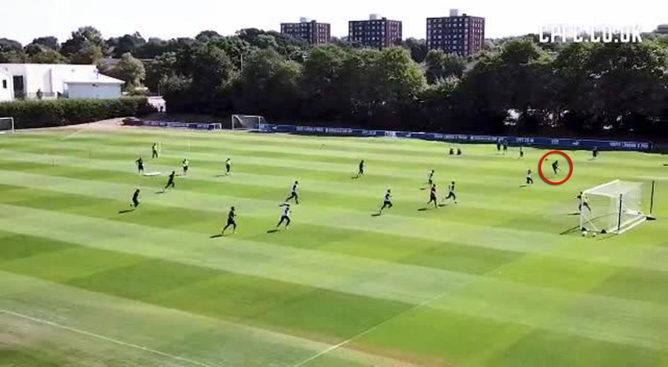Wilfried Zaha smacks the ball first time with his 'weaker' left foot
