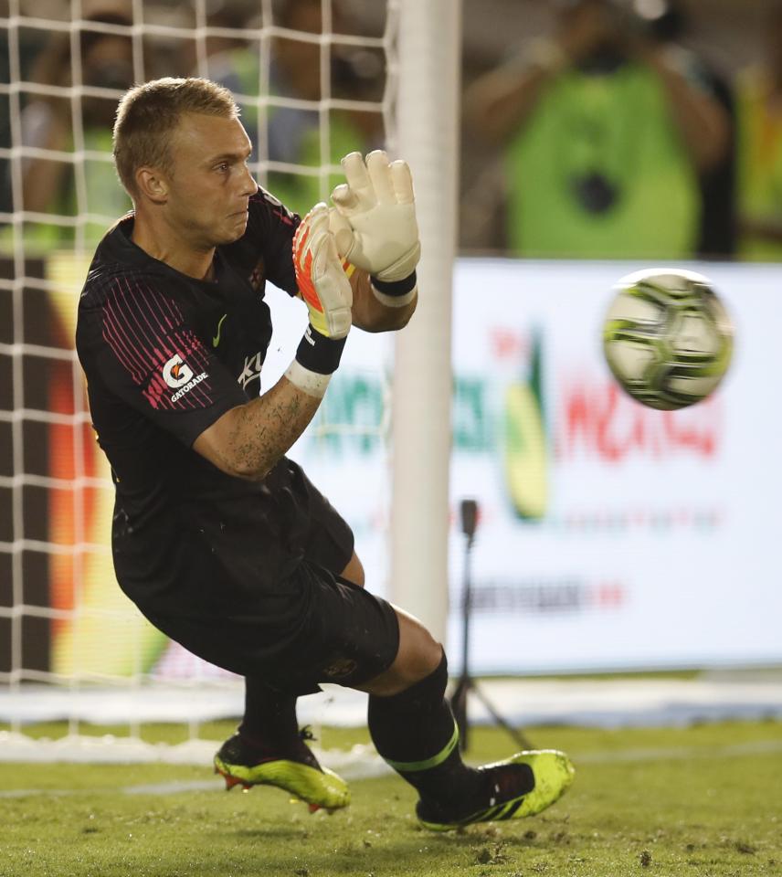  Jesper Cillessen saved from Anthony Georgiou in the shoot-out to set up Malcom's winning kick