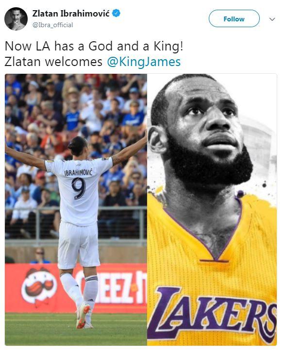  Zlatan Ibrahimovic welcomed LeBron James to Los Angeles in typical fashion