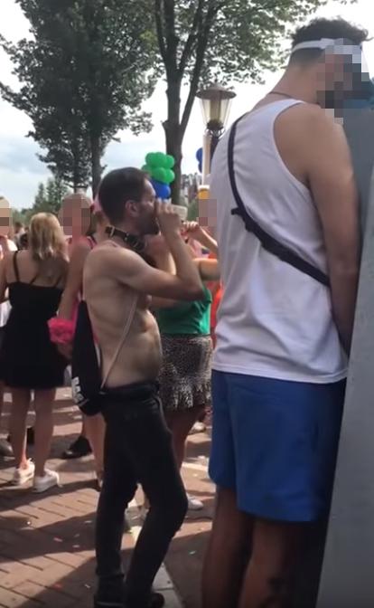  The man helps himself to a second cup after taking it from the urinals