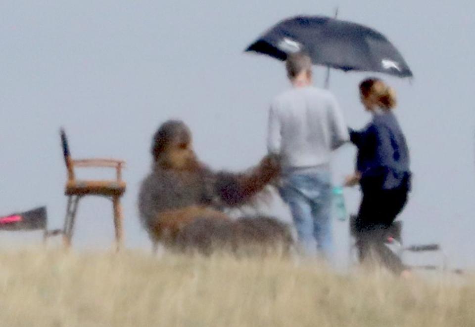  Joonas Suotamo, who plays the iconic character, was given an umbrella to keep his costume dry when the heavens opened