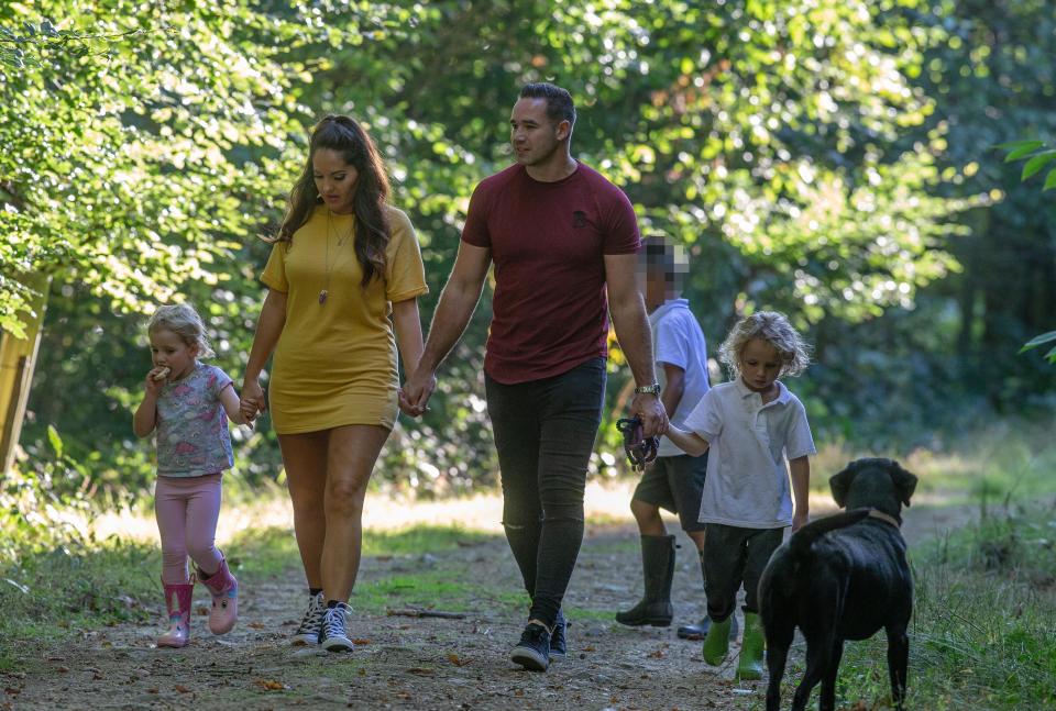  The couple and their kids enjoyed the sunshine in woods near Kieran's gran's Sussex home