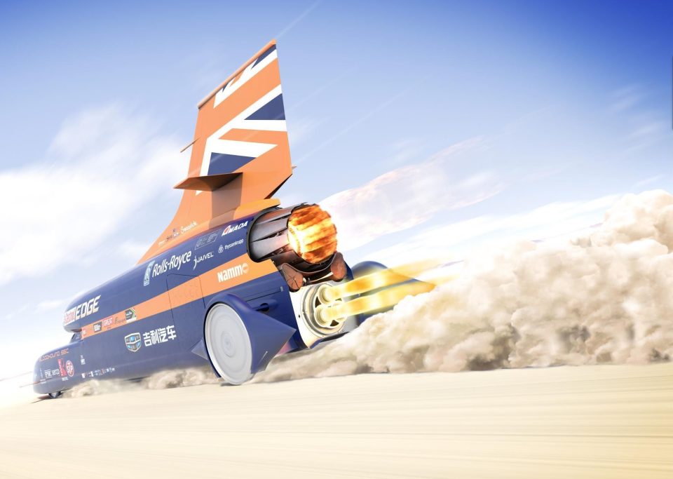 At its 1,000mph top speed, the car rockets 300 metres in a blink of an eye