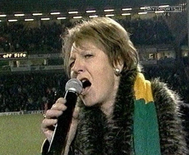 It was of course a reference to her famous half-time rallying cry at Carrow Road in 2005