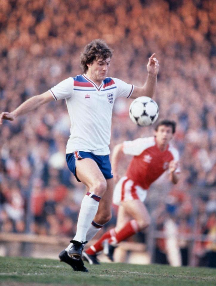 Hoddle playing for England in 1982