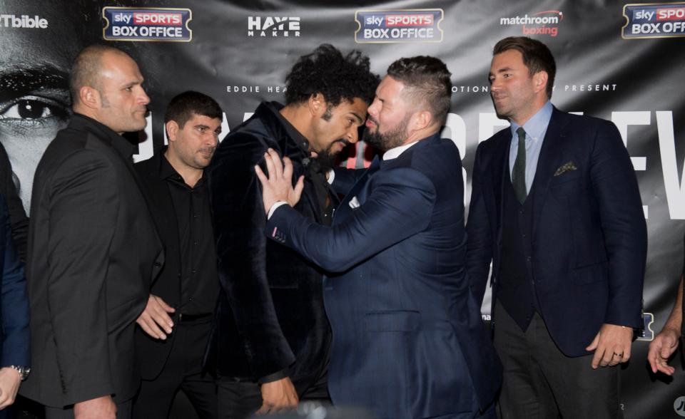  The two clashed at pre-fight press conferences with Haye even punching Bellew at one