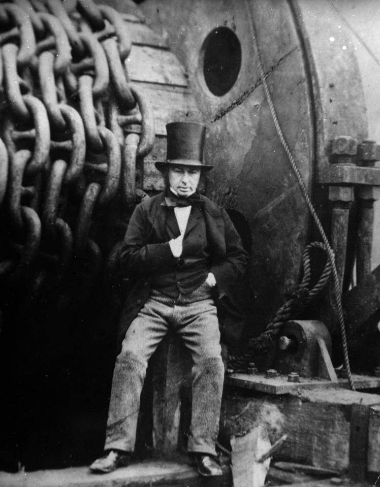  Isambard Kingdom Brunel stands in front of the launching chains of his steamship the Great Eastern
